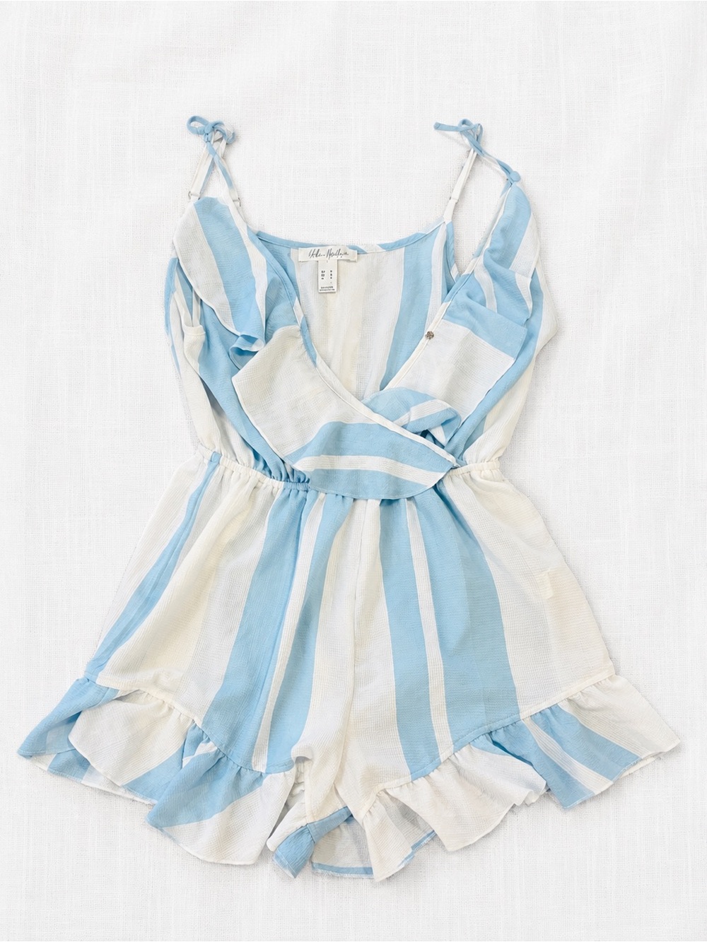 Urban Heritage Blue & White Stripe Tie-Shoulder Romper